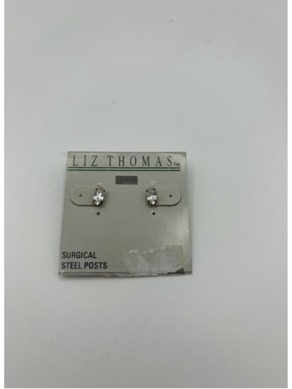 Liz Thomas Marquise Cut Clear CZ Stud Earrings Surgical Steel Posts